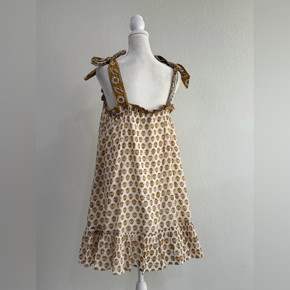 Cleobella Tillie Mini Dress Mustard‎ Size S Organic Cotton Button Front Sundress - Picture 3 of 12